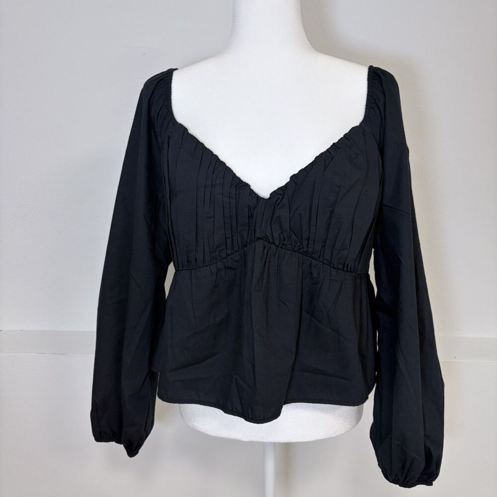 Abercrombie & Fitch Long-Sleeve Puff Sleeve / Milkmaid Peplum Top Size XL